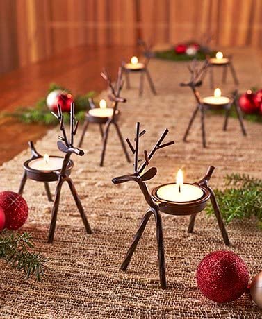Set of 6 Reindeer Tea Light Holders
