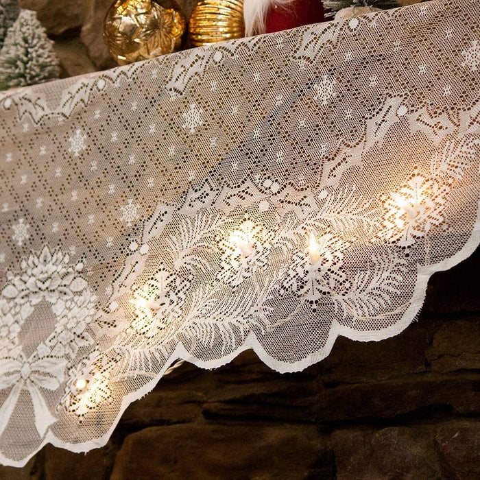 Lighted Mantel Scarf White One Size Fits All