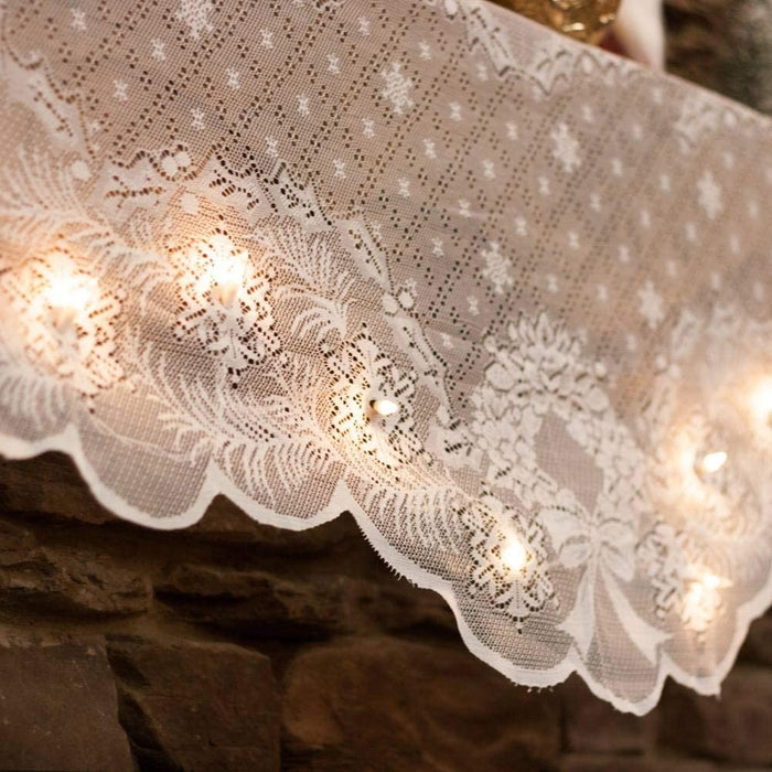 Lighted Mantel Scarf White One Size Fits All