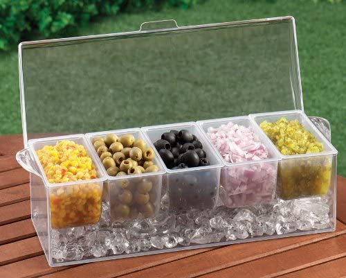 Chilled Condiment Server with 5 Removable Containers