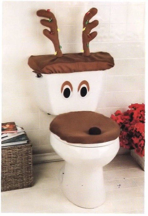Decorative Holiday Snowman Toilet Cover Set (One Size Fits All, Brown)