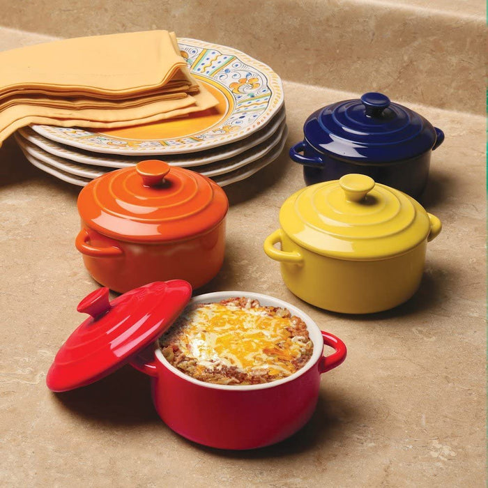 BW Brands Colorful Stoneware Mini Casserole Pots With Lids