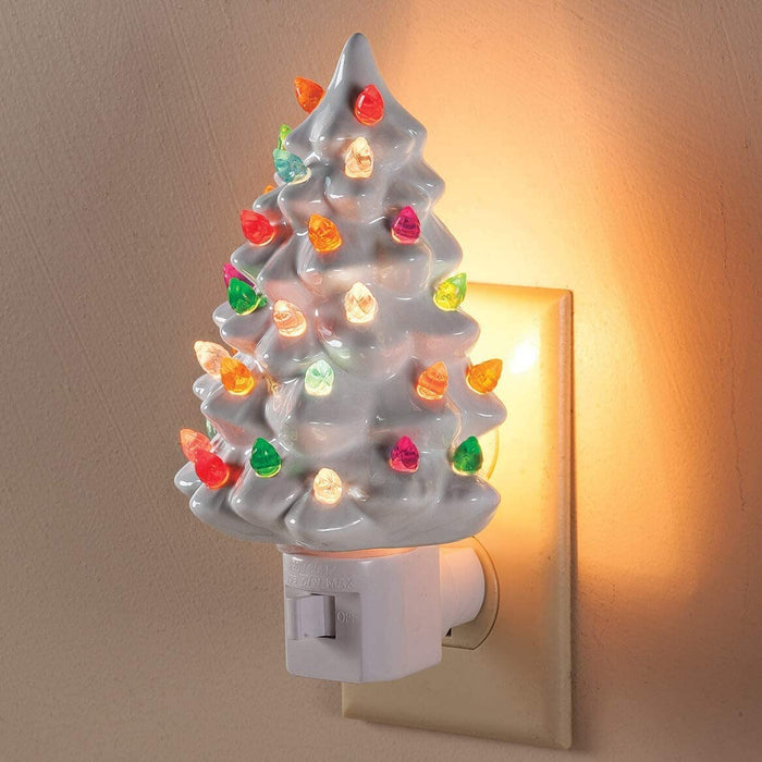 Ceramic Christmas Tree Night Light - 6"H, Nostalgic, Decorative Bathroom Decoration