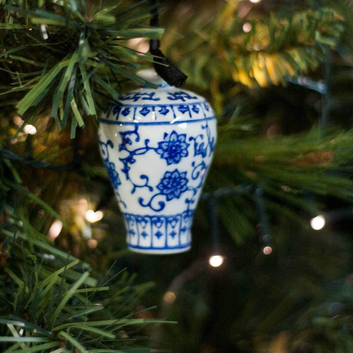 Bandwagon Mini Ginger Jar Ornaments, Set of 4 Porcelain Hanging Ornaments
