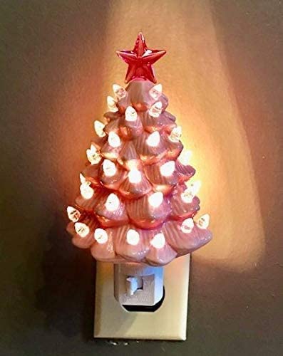 Decorative Ceramic Christmas Tree Night - Pink