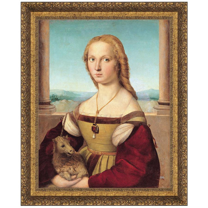 22.5X27 YOUNG WOMAN WITH UNICORN