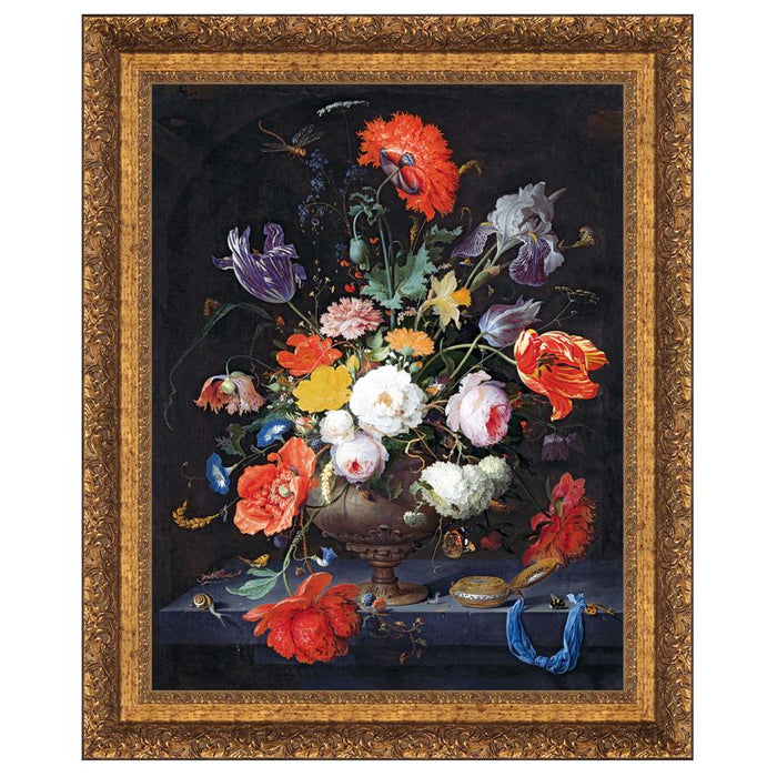 16X20 STILL LIFE WITH FLOWERS & A WATCH