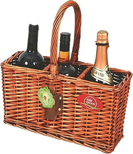 Indoor/Outdoor Wicker Willow Basket 3 / 6 Bottle Wine/Champagne/Beverage Tote