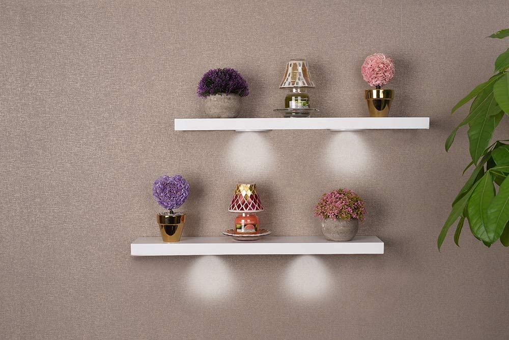 Versatile Wood Floating Wall Shelves with LED Lights