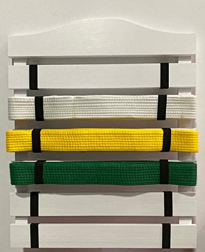 Solid Wood Martial Arts Belt Display Rack - White