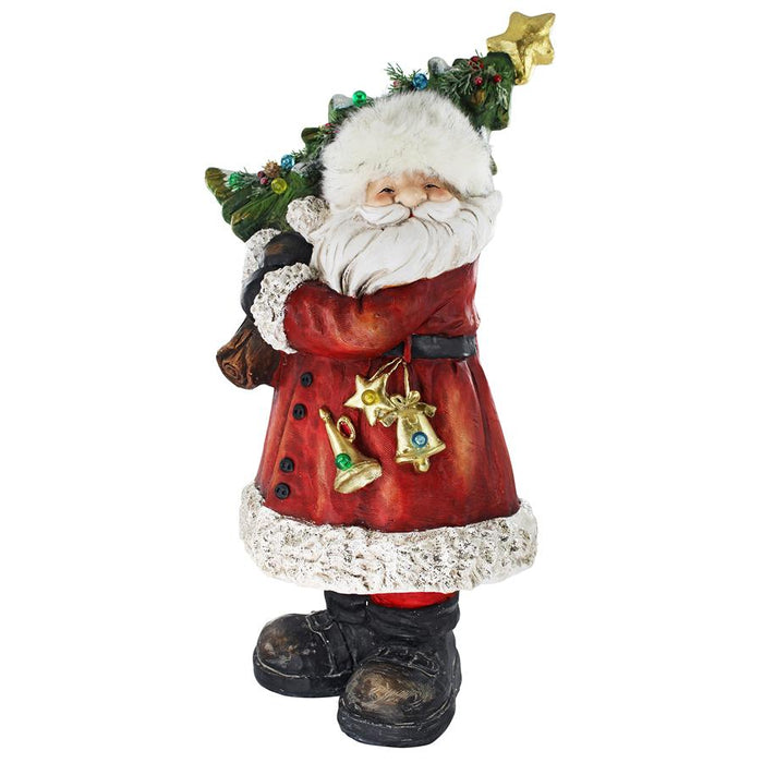 SANTA WITH A SPARKLING TREE STATUE