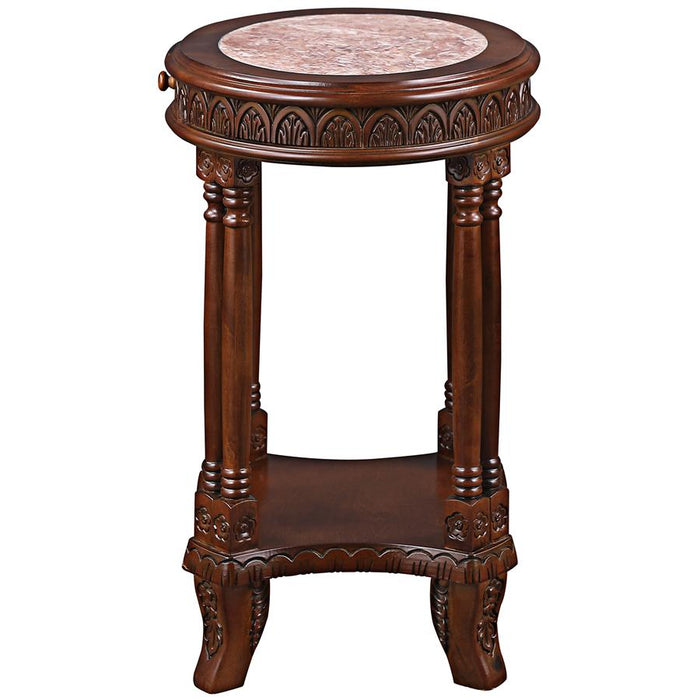 BALFOUR INLAID MARBLE COLONNADE TABLE