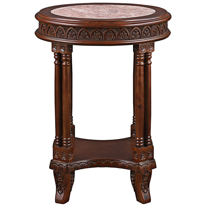 BALFOUR INLAID MARBLE COLONNADE TABLE