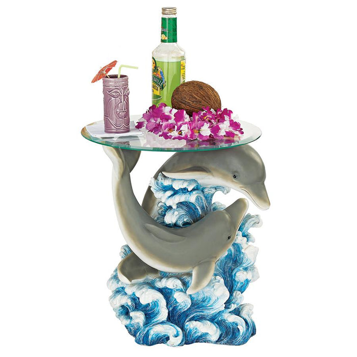 DOLPHIN COVE GLASS TOPPED TABLE