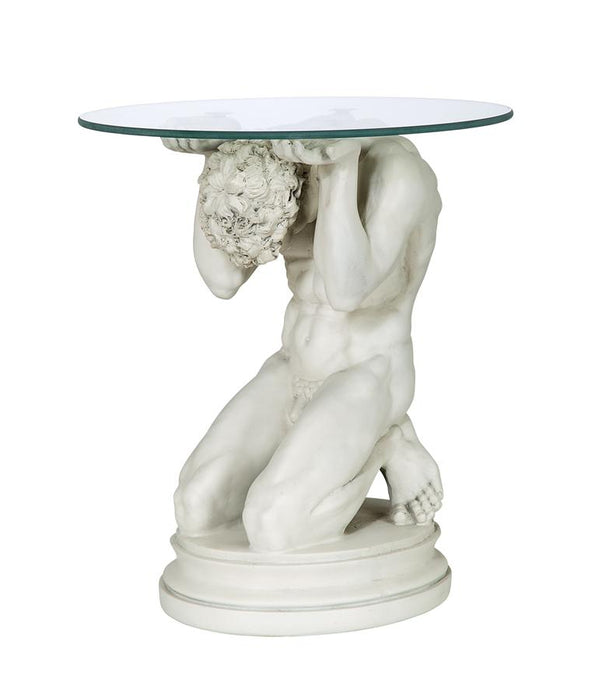 NEOCLASSICAL MALE GLASS TOPPED TABLE