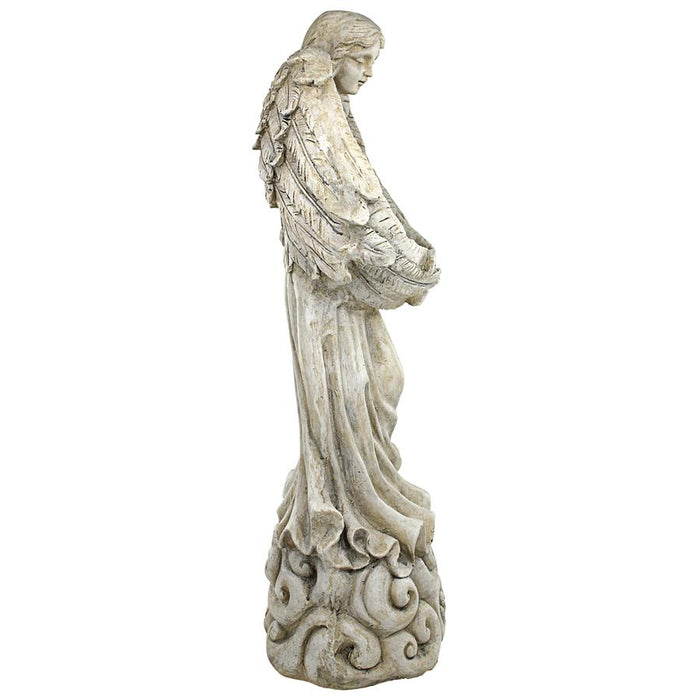 ANGEL WITH WINGED OFFERING DISH STATUE
