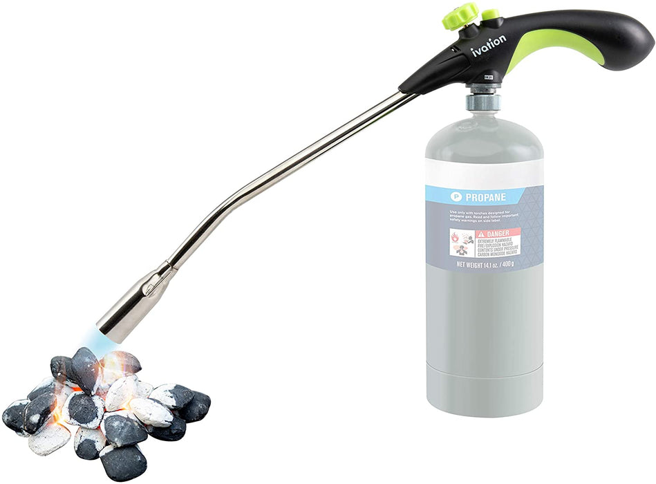 Charcoal Starter, Propane Charcoal Lighter with Button Ignition
