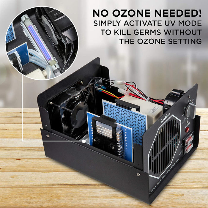 30,000mg Industrial Ozone Generator Machine for Up to 10,000 Sq/Ft with UV Light, Built-In Timer, Hold Function, Adjustable Ozone, 2 Long-Lasting High Capacity Ceramic Plates & Washable Filter