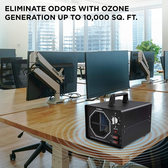30,000mg Industrial Ozone Generator Machine for Up to 10,000 Sq/Ft with UV Light, Built-In Timer, Hold Function, Adjustable Ozone, 2 Long-Lasting High Capacity Ceramic Plates & Washable Filter