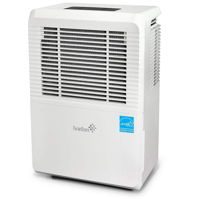 3,000 Sq Ft Energy Star Dehumidifier - Large-Capacity - Includes Programmable Humidistat, Hose Connector, Auto Shutoff/Restart, Casters & Washable Air Filter, White