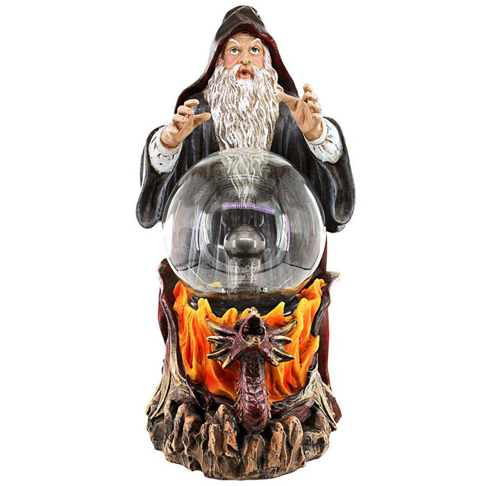 WIZARD WITH LED CRYSTAL BALL STATUE