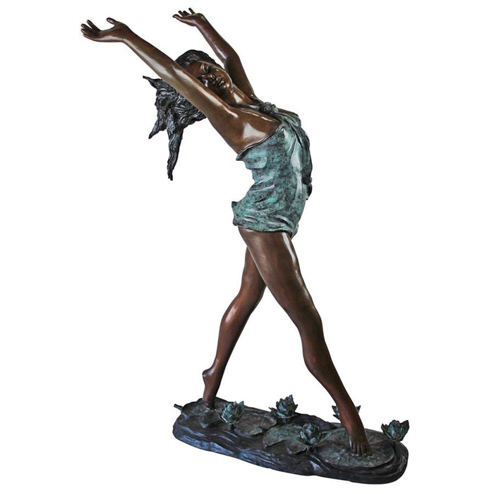 NYMPH DANCING ON LILIES BRONZE STATUE