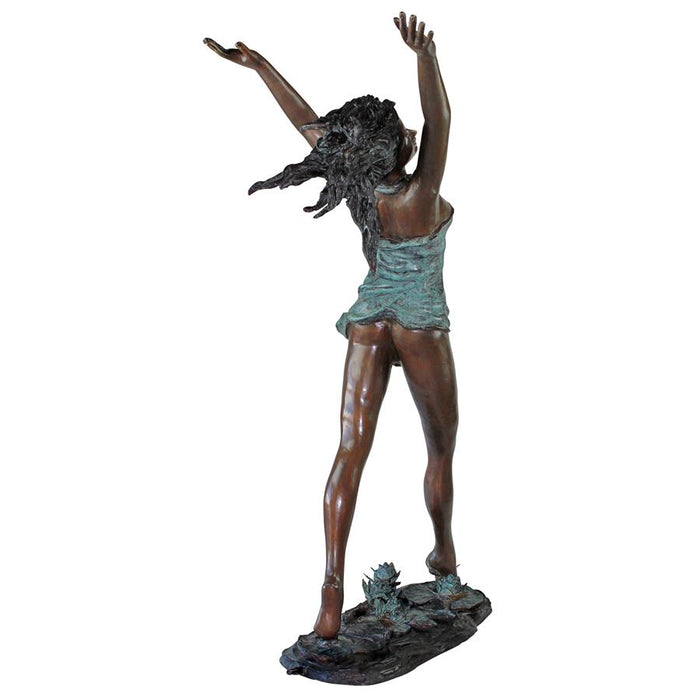 NYMPH DANCING ON LILIES BRONZE STATUE