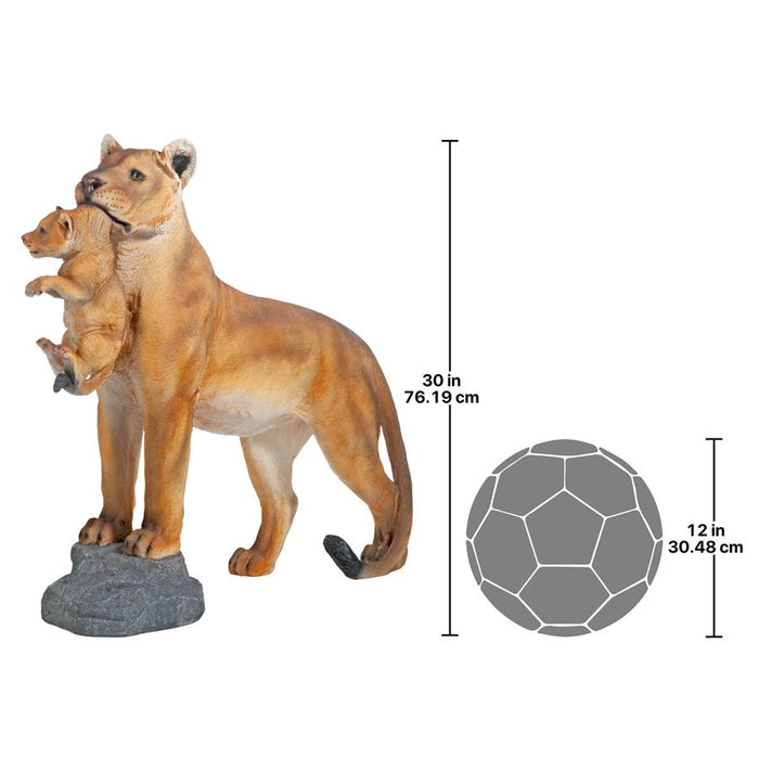 LIONESS WITH CUB STATUE
