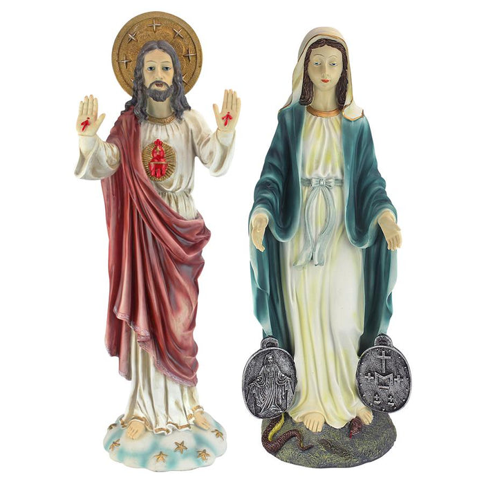 S/ JESUS & MARY DEVOTIONAL SCULPTURES