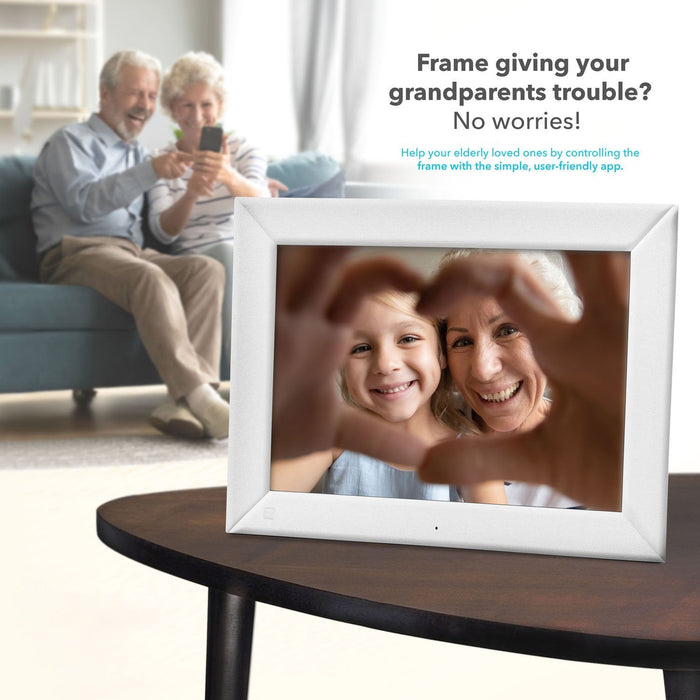 10" inch Smart Wi-Fi Digital Picture Frame with Free Cloud Storage - White