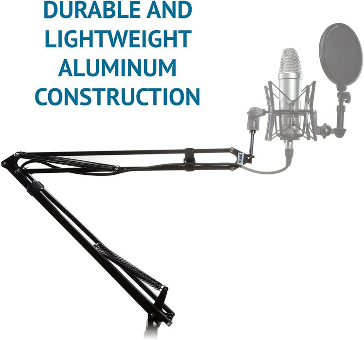 Adjustable Scissor Mic Stand with Boom Arm and Desk Attachment
