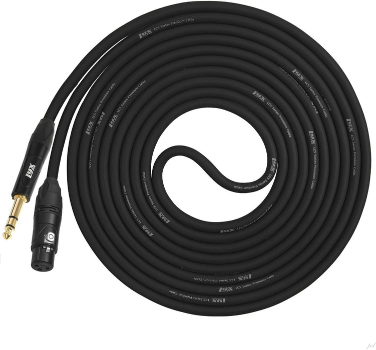 1/4” TRS to XLR Female Microphone Cable - 6 Ft - Black