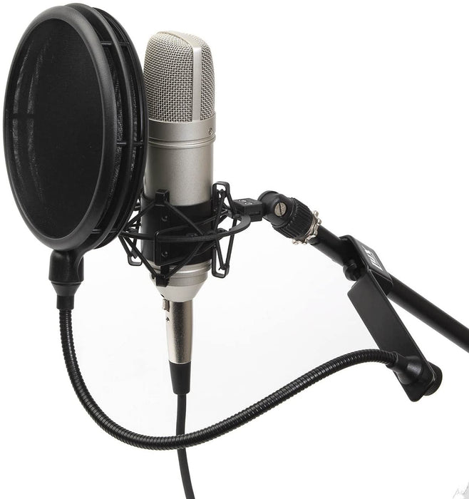 Dual Layer Microphone Pop Filter with Flexible Gooseneck