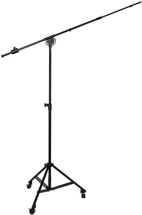 Overhead Foldable Tripod Microphone Stand with Telescoping Boom and Wheels