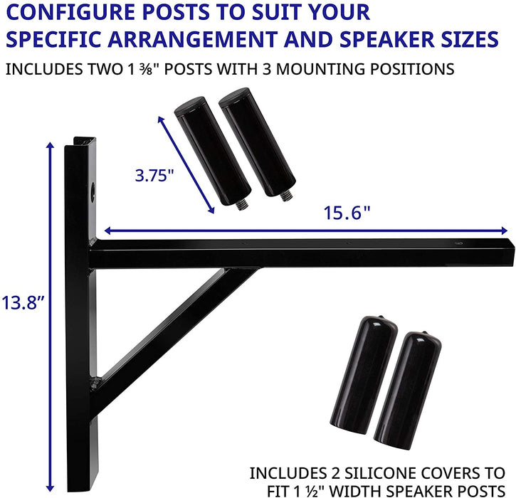 15” Wall-Mount Speaker Brackets for Professional Audio PA Speaker in Black