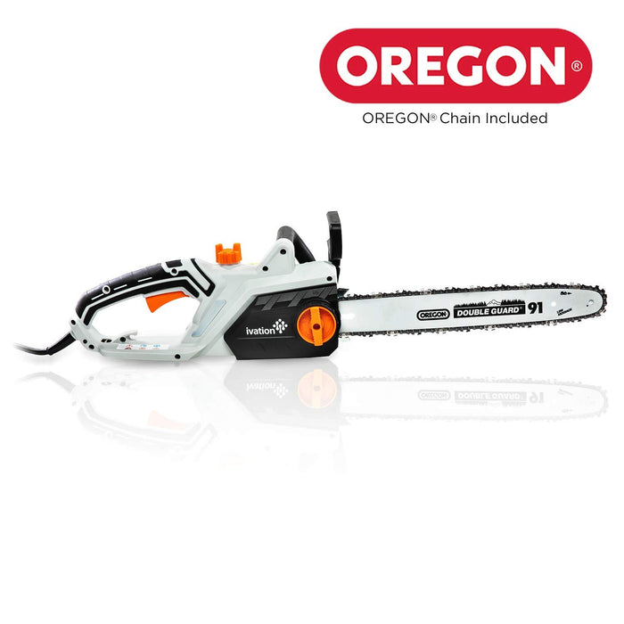 Electric Chainsaw 16-Inch 15.0 AMP with Auto oiling, Automatic Tension & Chain Break,Corded, Powerful Oregon Chain, Includes Bonus Oil Bottle