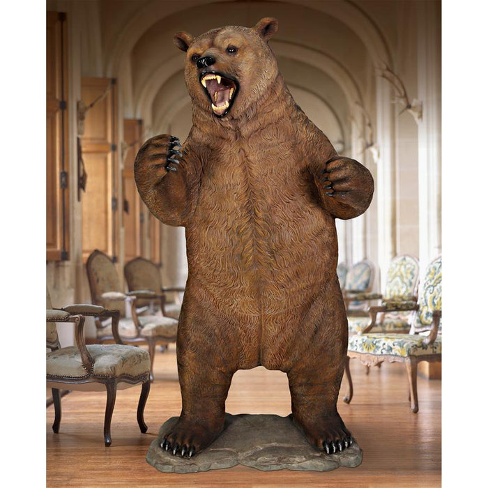 GROWLING GRIZZLY BEAR STATUE