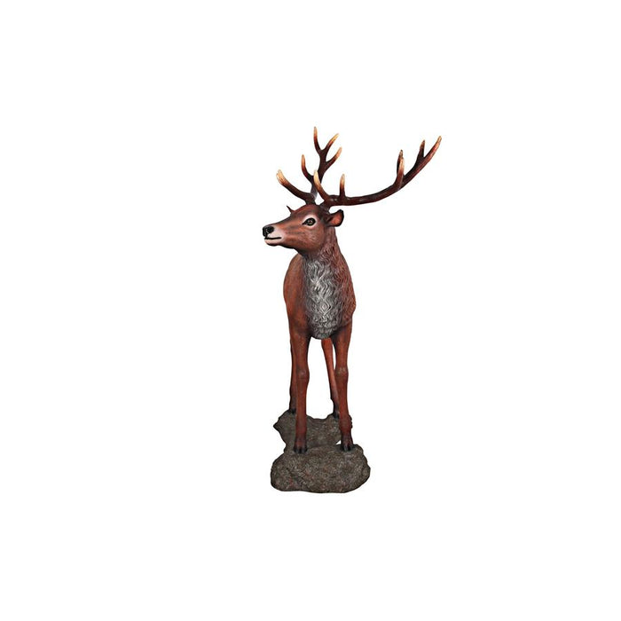 RED DEER BUCK STATUE WITH BASE