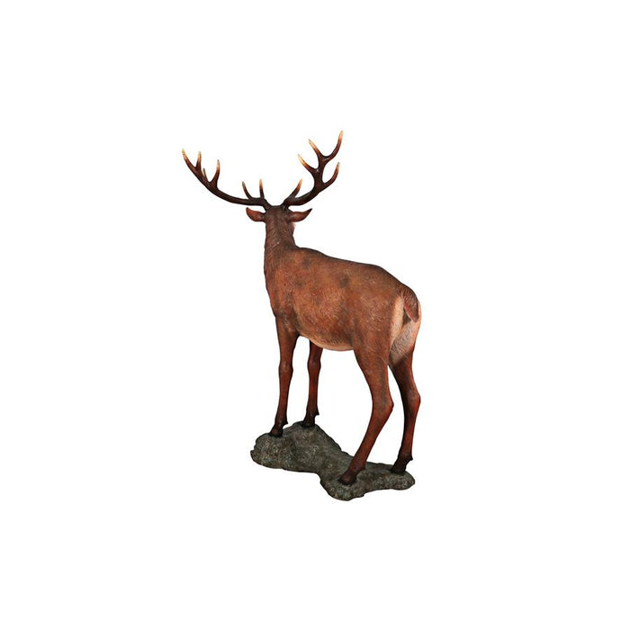 RED DEER BUCK STATUE WITH BASE