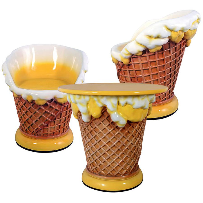 S/2 ICE CREAM CONE CHAIRS & TABLE