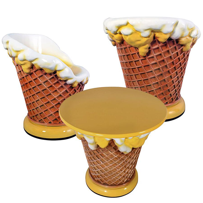 S/2 ICE CREAM CONE CHAIRS & TABLE