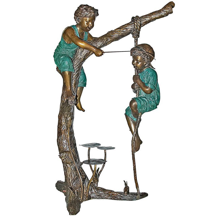 FROLICKING FISHER BOYS ON TREE BRONZE