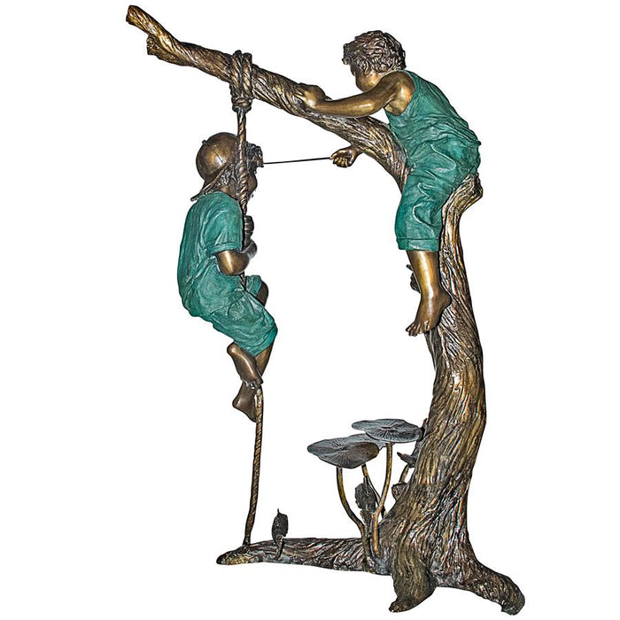 FROLICKING FISHER BOYS ON TREE BRONZE