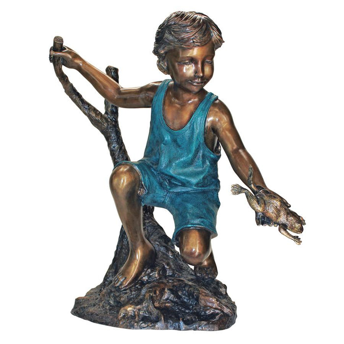 CATCH & RELEASE BOY WITH FROG BRONZE