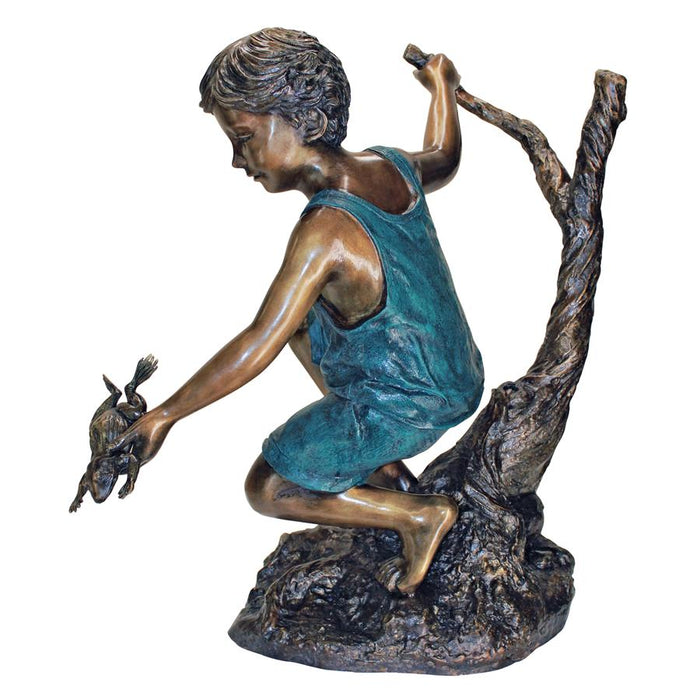 CATCH & RELEASE BOY WITH FROG BRONZE