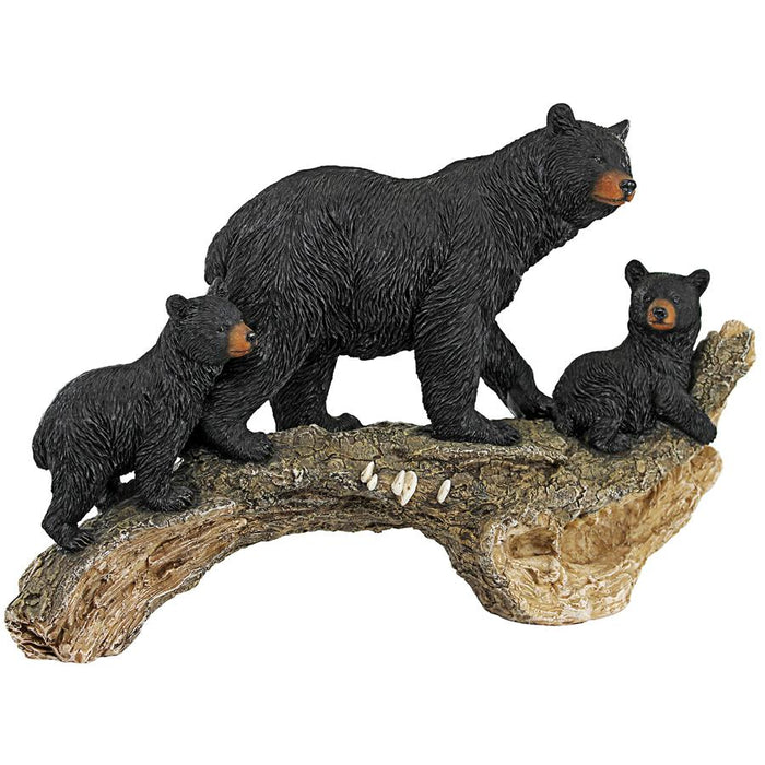 MOMMA BLACK BEAR WITH CUBS STATUE