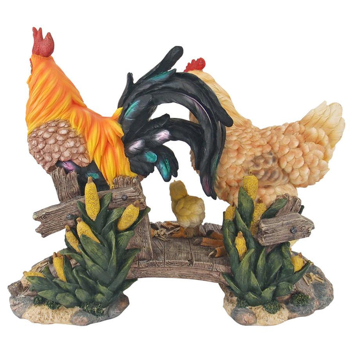 CHICKENS BRIDGING THE ROOST STATUE