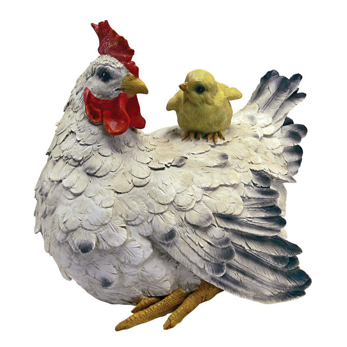 BARNYARD MOTHER HEN AND CHICK STATUE