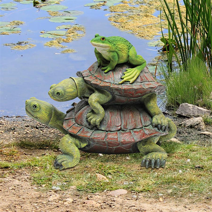 TWO TURTLES STACKED WITH FROG