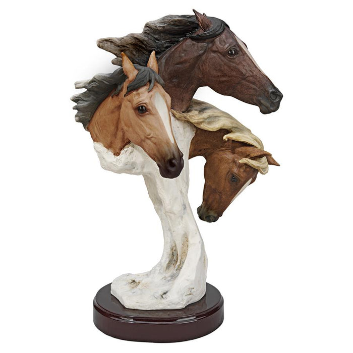LARGE RACING THE WIND WILD HORSE STATUE